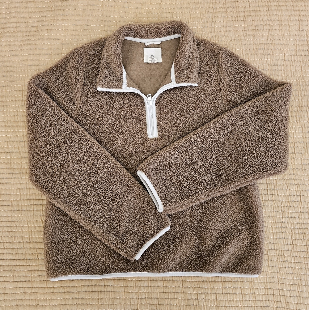 Aspen Teddy Bear Sherpa Fleece Pull Over‎ Quarter Zip Cozy Cabincore - Picture 2 of 9